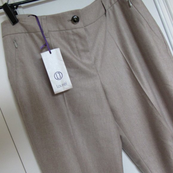 LAUREL Women Beige Super Soft Wool Blend Pants Sz 6 - Picture 1 of 8